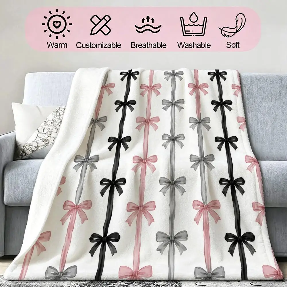 Coquette Xmas Gift for Girls Throw Soft Cozy Flannel Blanket for Couch Sofa Bed, Mid-Century Modern Art Lover Gift
