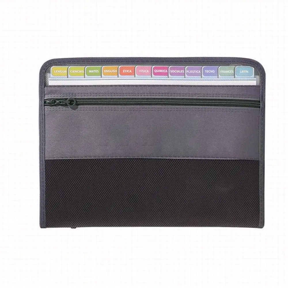 13 Pockets Expanding File Folder A4 Front Pencil Pouch Accordion File Organizer with Safe Zipper Multi-layer