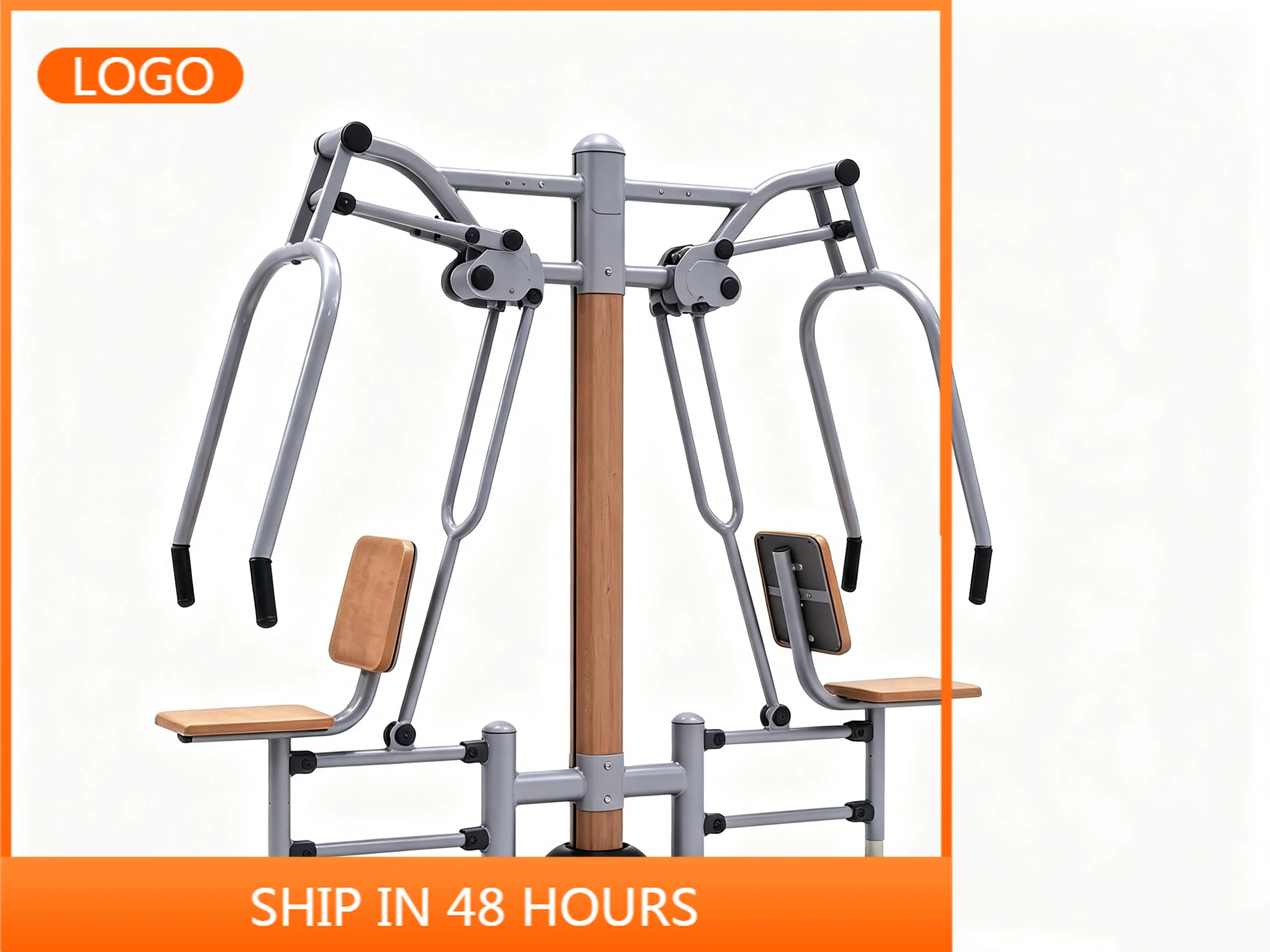 Galvanized Steel Double Seated Chest Press Machine Outdoor Public Gym Fitness Equipment
