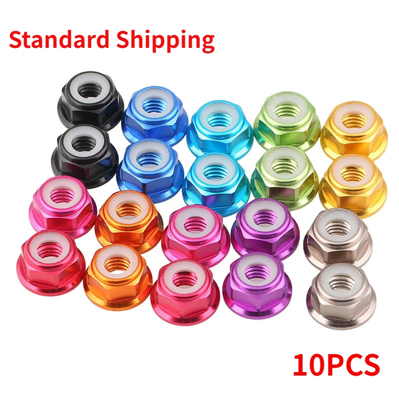 10 Stuks M5 Aluminium Motor Schroef Moeren Nylon Invoegen Zelfvergrendeling Flens Moer Cw Voor Rc Fpv Freestyle 2205 2207 Motor