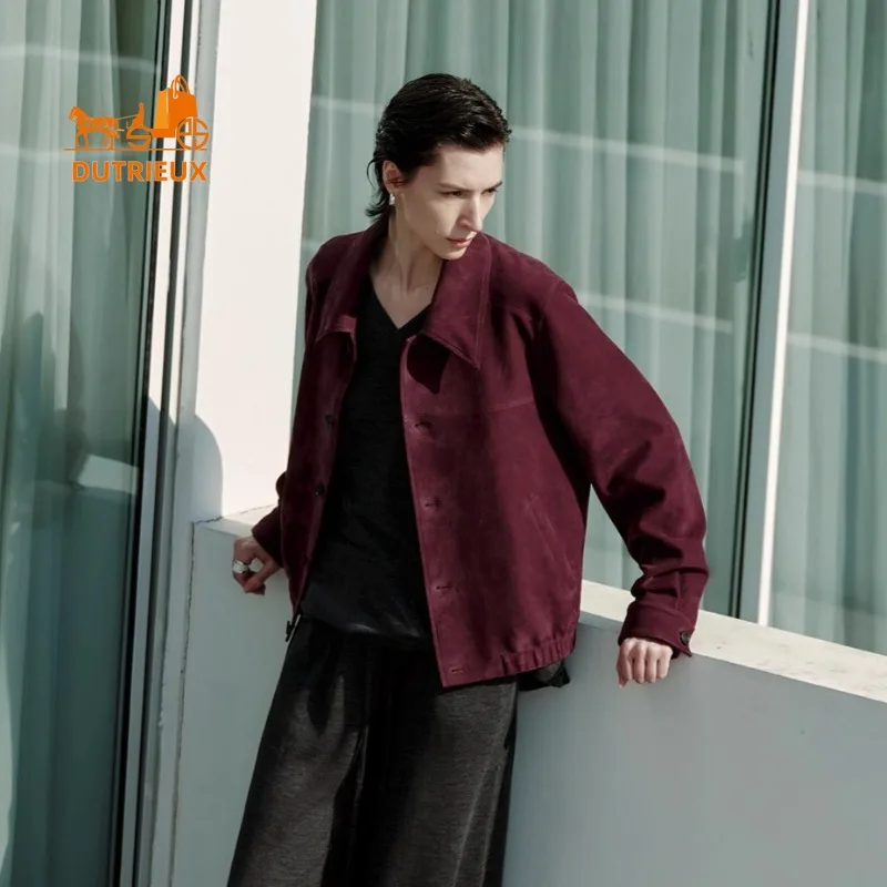 2025 Winter-Damen-Lederjacke mit Revers-Silhouette, 100 % echtes Schaffell, exquisiter, intellektueller und sanfter Echtledermantel