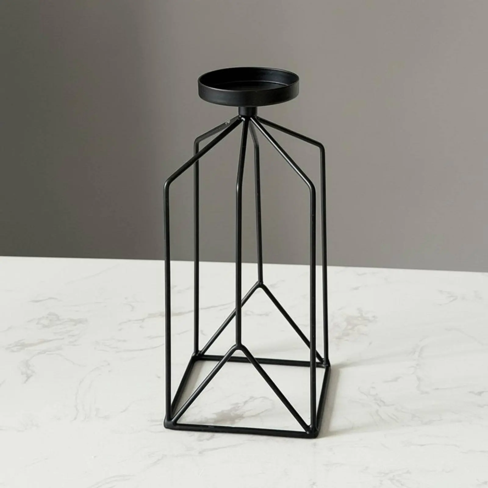 Iron Art Candle Holder Elegant Nordic Design Candlestick Geometric Metal Candlestick Sturdy Wireframe Candle Stand Stable Base view 4
