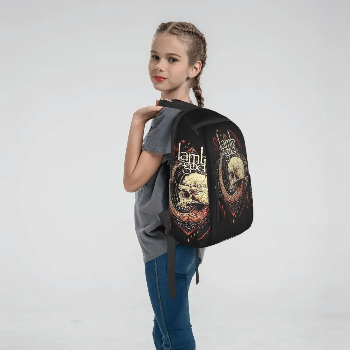 Black Metal Lamb Of God Backpack Large Capacity Boys Girls BookBag School Bag Shoulder Bags for Men Women