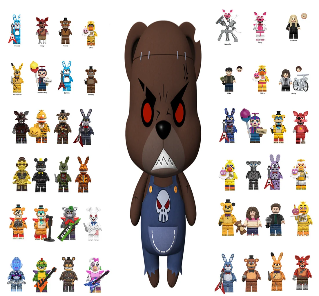 WM6170 NEW Midnight Bear FNAF Nights Game Figure Mini Figures Building BlocksSkeleton Thriller Toys gift kids toys mould king