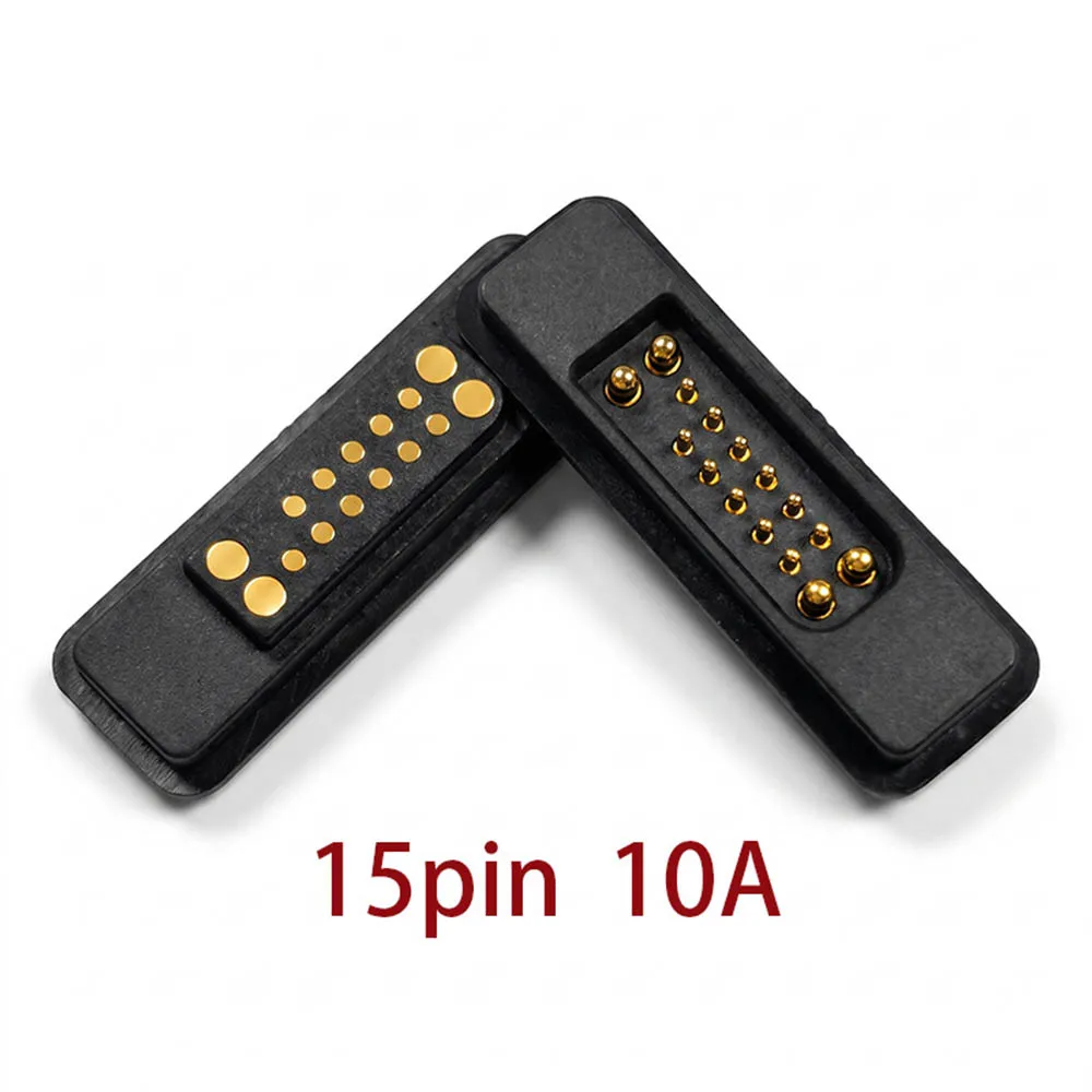 1Sets DC 36V 10A Waterproof Magnetic Pogo Pin Connector 12-20Pin No Ears Pogopin Male Female Spring Loaded DC Power Socket
