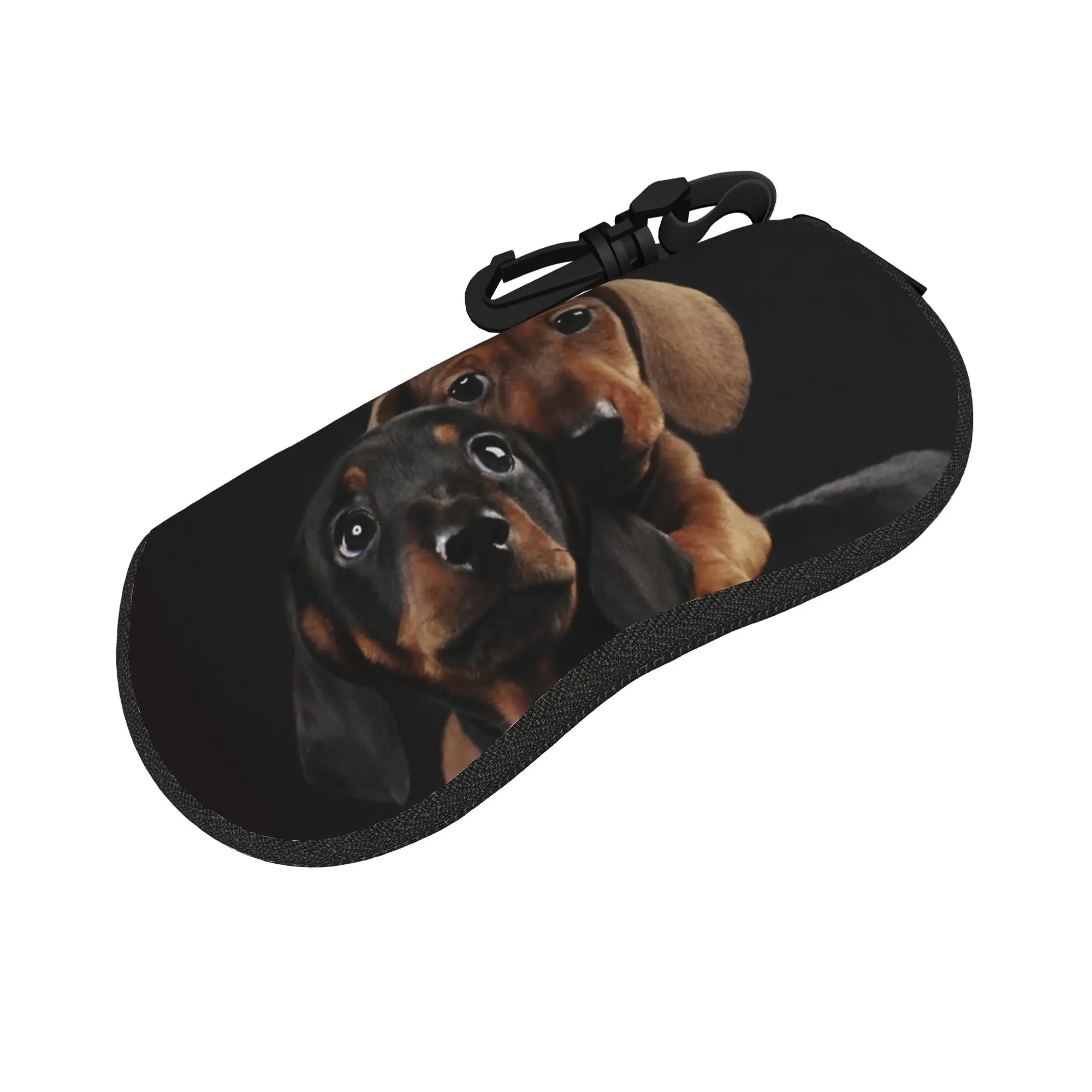 Dachshund Dog Glasses Case Men Women Anti-Fall Zipper Wiener Sausage Doxie Glasses Storage Box Eyewear Container