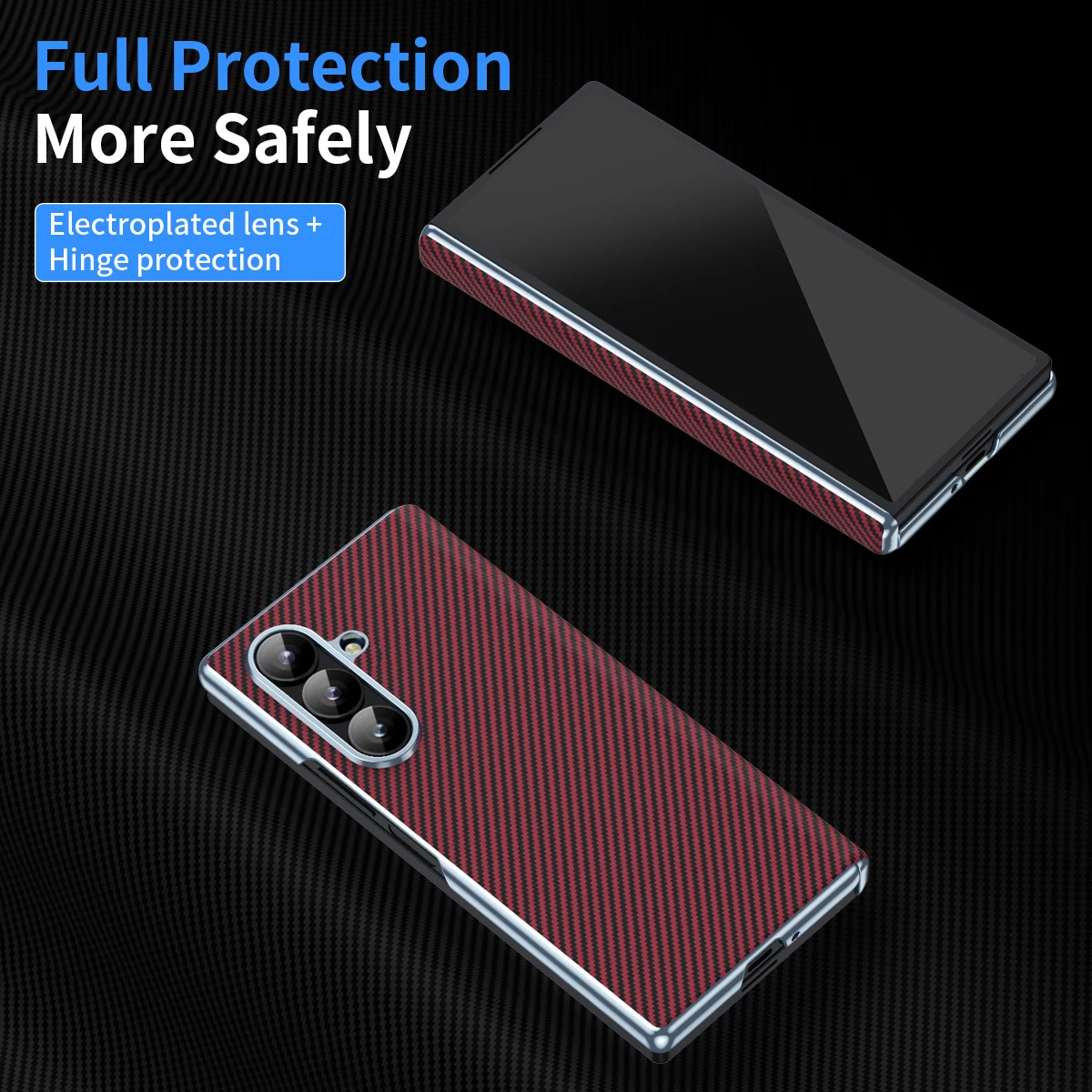 

Магнитный чехол для телефона с узором из арамидного волокна для Samsung Galaxy Z Fold 7 6 5 4 Fold7 Fold6 Fold5, задняя крышка с зеркальной пленкой YYC004