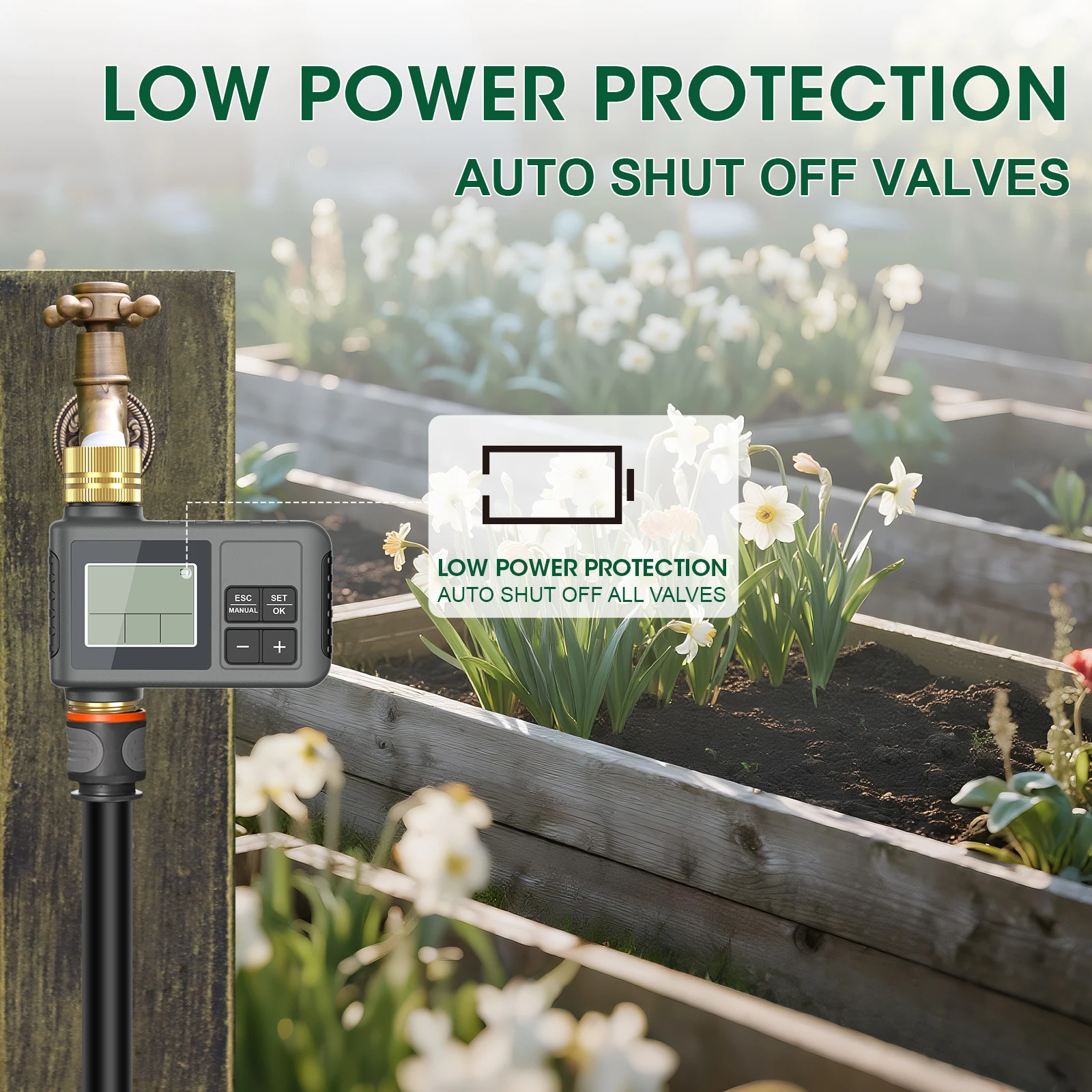 Insoma Automatischer Bewässerungstimer Intelligentes Bewässerungssystem Sprinkler-Timer Gartenprogrammiergerät IPX5 LCD-Display – Detail 4