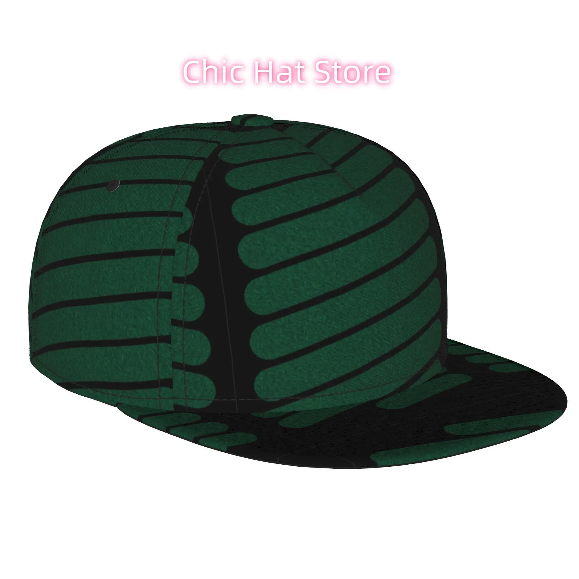 1pc Green Rounded Bar Pattern Fully Printed Hip-Hop Caps, Baseball Caps, Stylish Flat-Brimmed Baseball Cap Golf Cap  Sports O