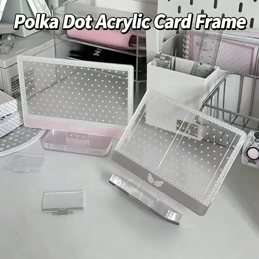 Cadre photo en acrylique à pois de style coréen INS, petit porte-cartes, support de table pour cartes, décoration de bureau INS, cadeau.