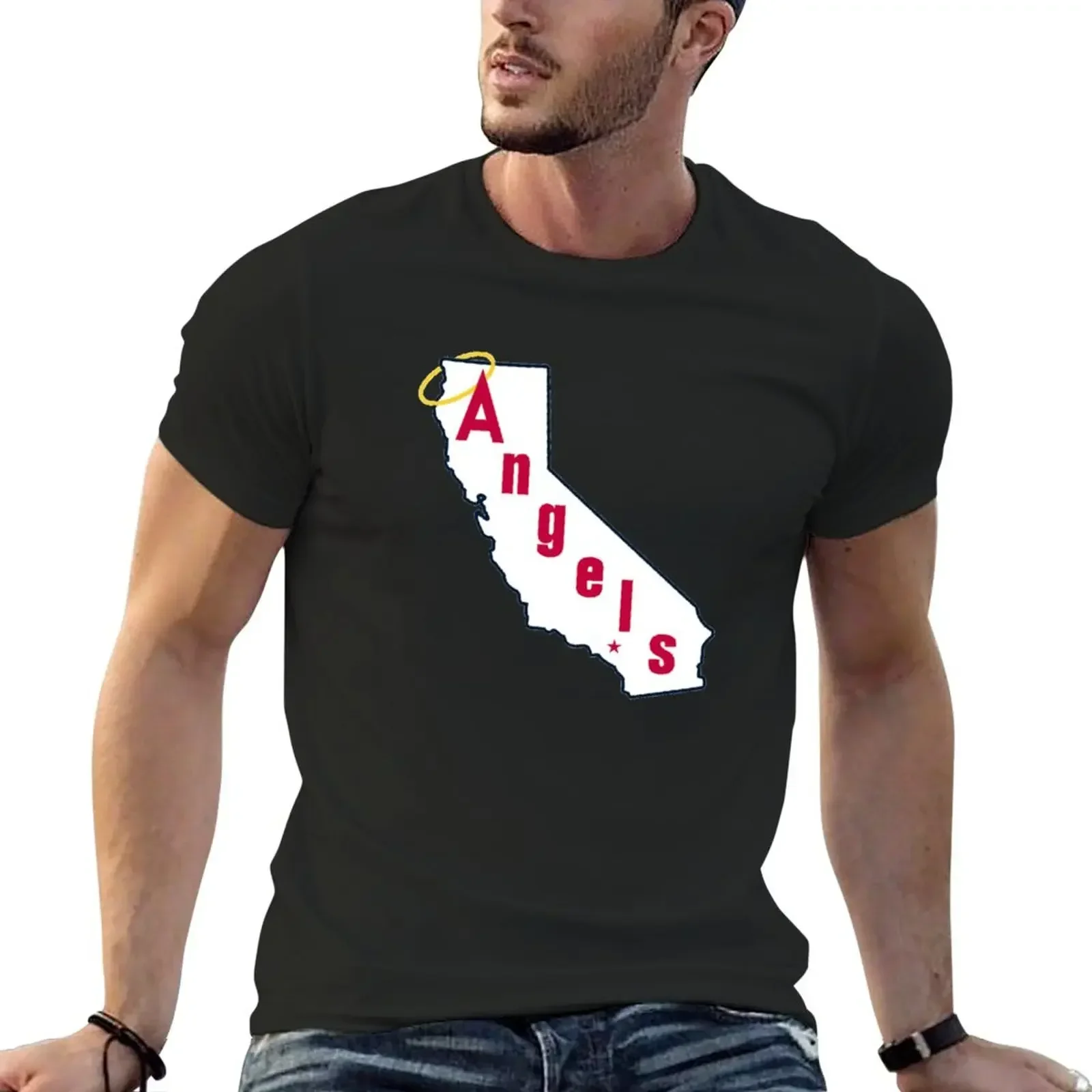 design your own summer tops mens t shirts pack 2024 Throwback California Angels Baseball Logo T-Shirt blacks oversizeds customs