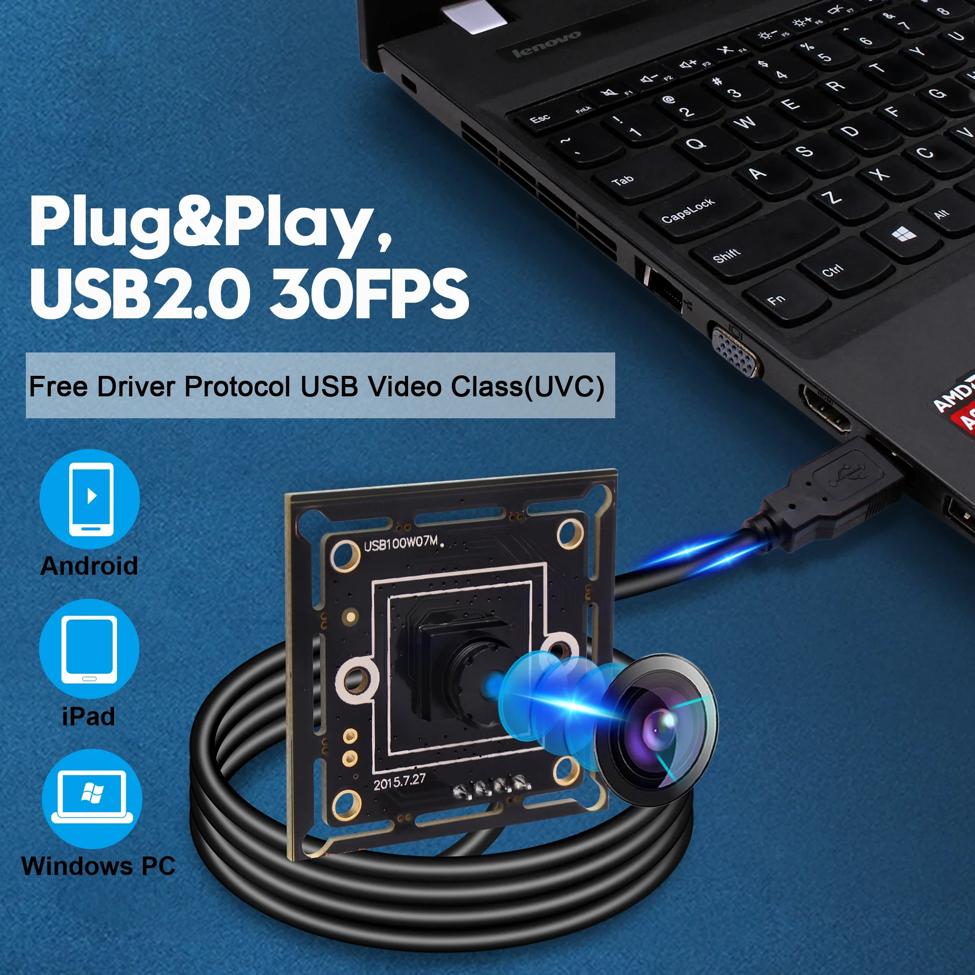 Thermal ELP 720P 32 * 32mm Mini Camera High Speed USB2.0 MJPEG 30fps 1280X720 USB Camera Module with M7 45 Degree Lens