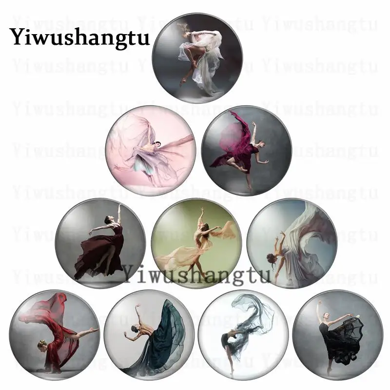 New Modern Beauty Dancing girl art pattern 12mm/18mm/20mm/25mm Round photo glass cabochon demo flat back Making findings