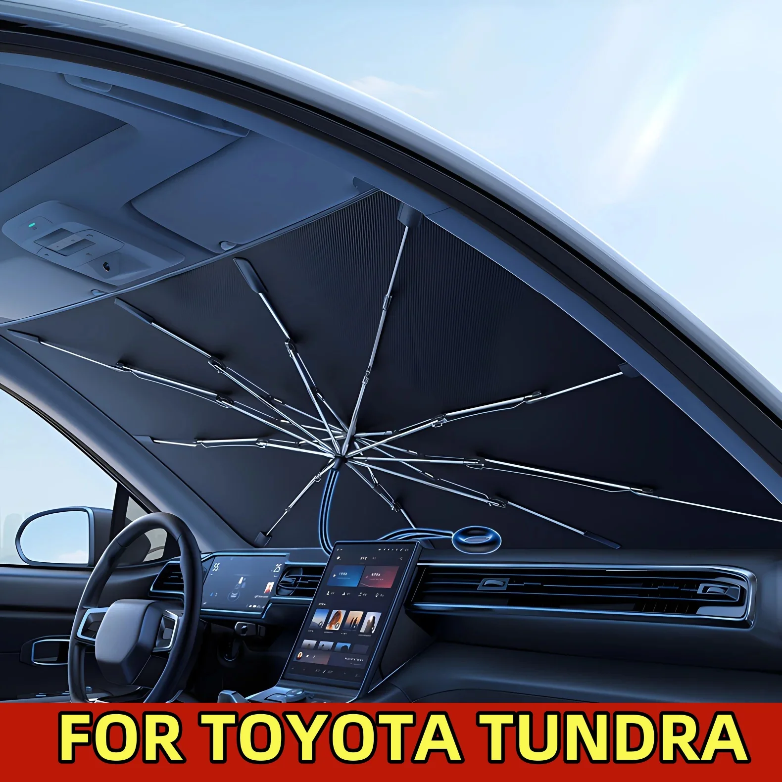 

ДЛЯ TOYOTA TUNDRA Автомобильный солнцезащитный козырек на лобовое стекло с 360° ° Тяговое кольцо Шнур с защитой от царапин - Модернизированный автомобильный зонтик