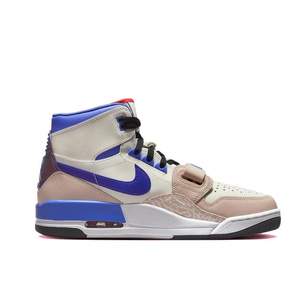 Nike Legacy 312 High Men's Retro Basketball Shoes Shock Absorbing Slip Resistant Wearable Beige Brown and Blue Colorways