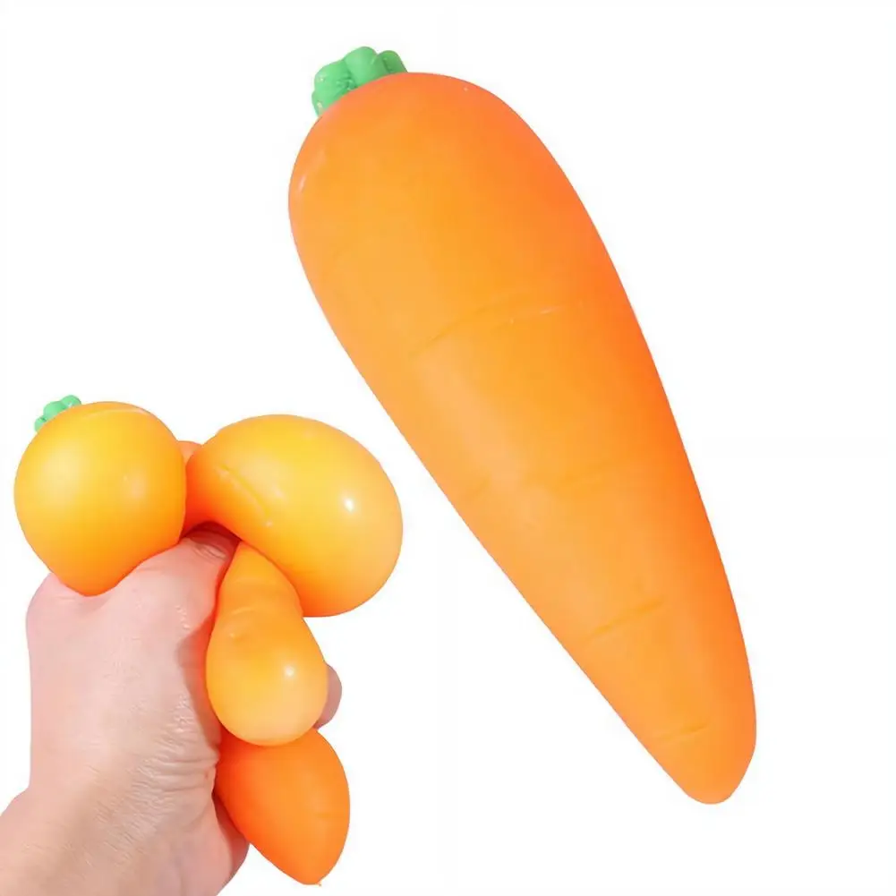 Carrot Stretch Squeeze Toy Soft Elastic Stress Relief Fidget Toy Sensory Decompression Toy Vegetable Squishy Toy for Kids Adults