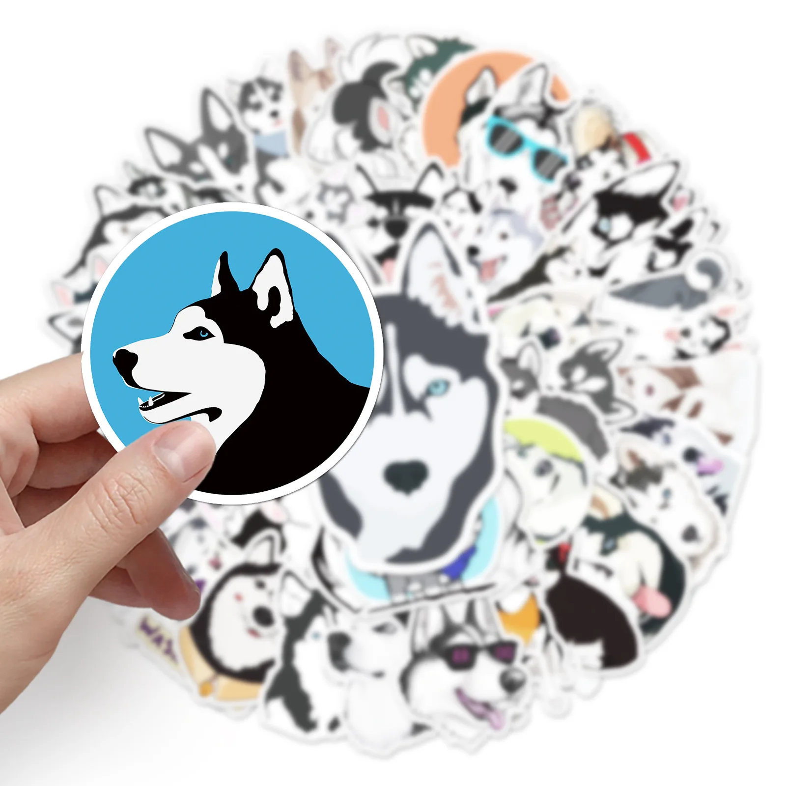 10/30/50PCS Trendy Husky Graffiti Sticker Cartoon Cute Animal Sticker DIY Skateboard Helmet Suitcase Sticker Waterproof Wholesal