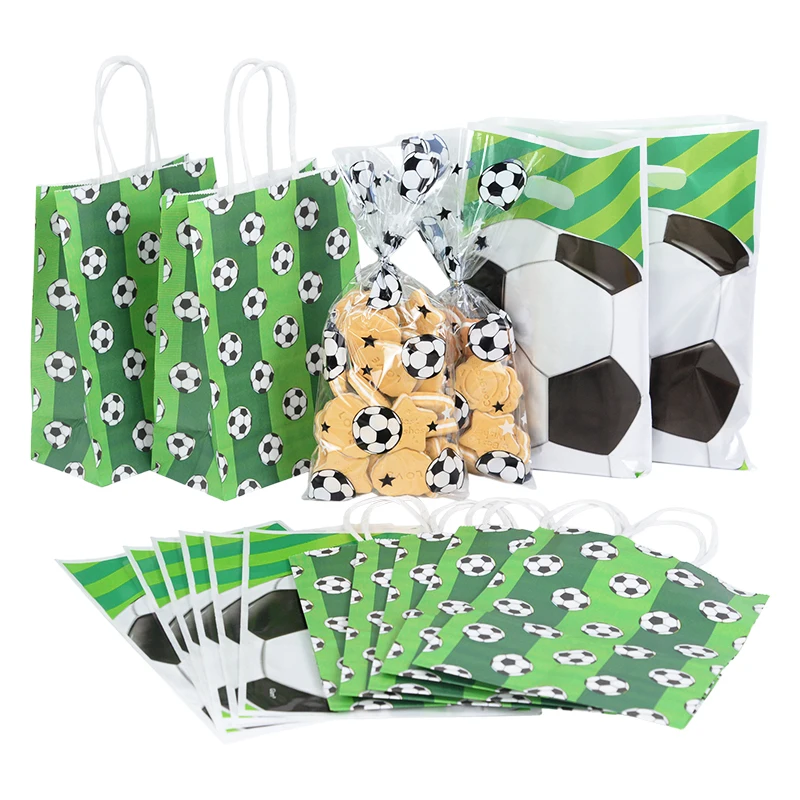 Soccer Party Favors Bag com Twist Laços, Tema de Futebol, Doces Bags, Embalagem de Presente, Kids Birthday Party Decor, 6 Pcs, 10 Pcs, 20 Pcs, 25