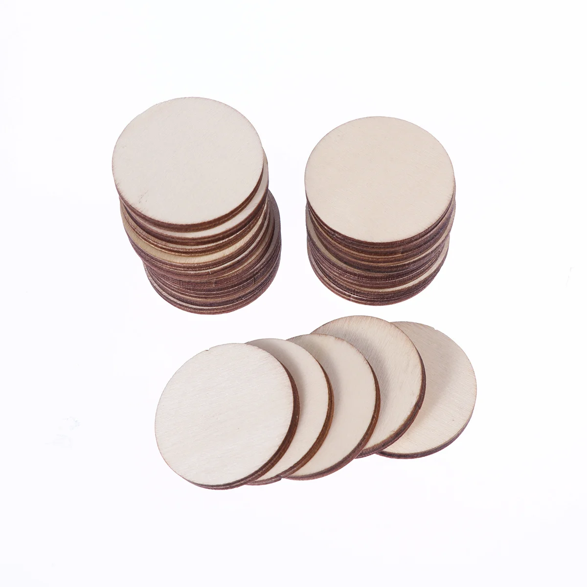 

100pcs Wooden Craft Pieces Round Wood Discs For Diy Art Projects Scrapbooking Handmade Cards Signs Decorations Sewing