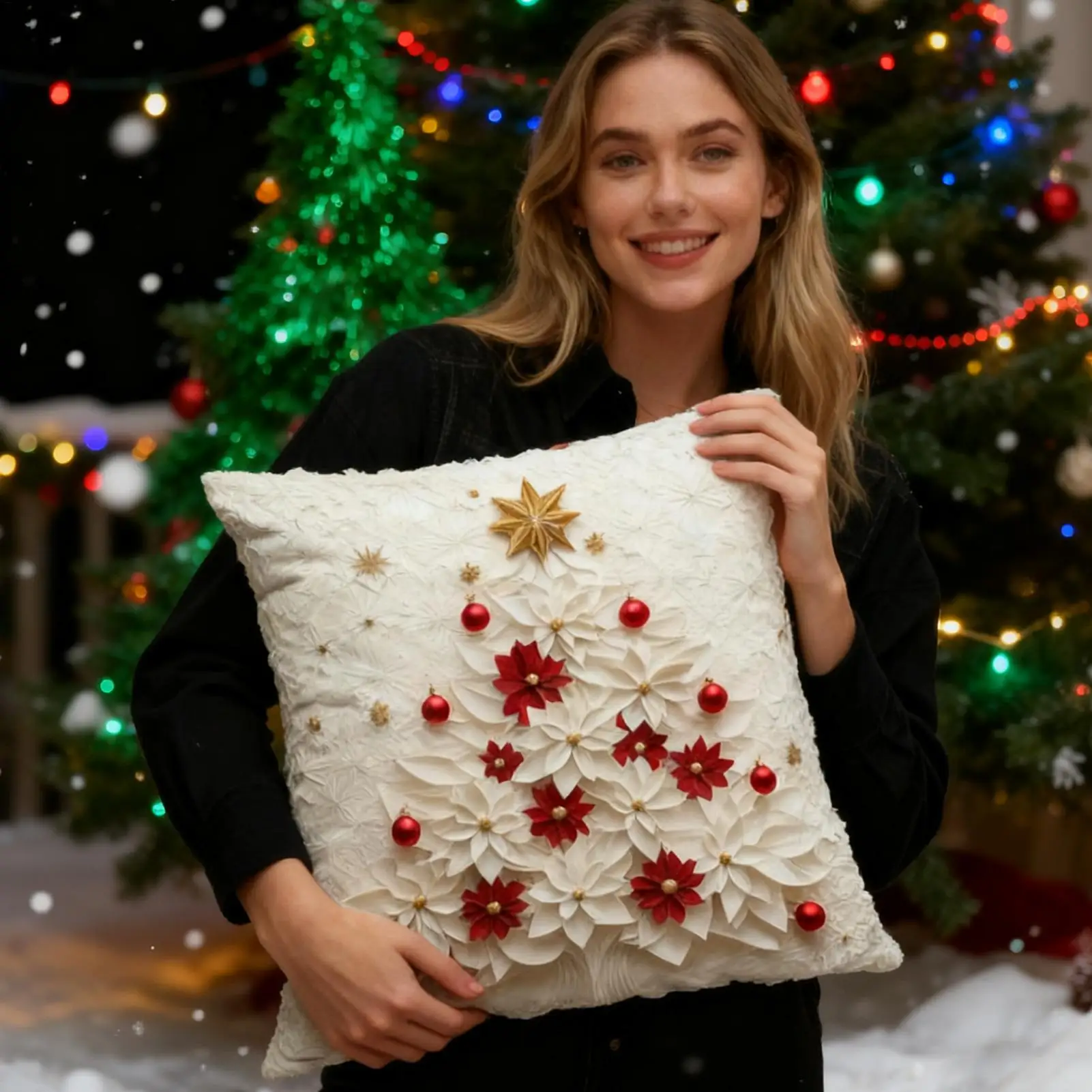 Sofa Pillow Covers Farmhouse Christmas Modern 18x18Inch 4 Pieces Decorative Pillow Covers for Sofa for Home House Living Room