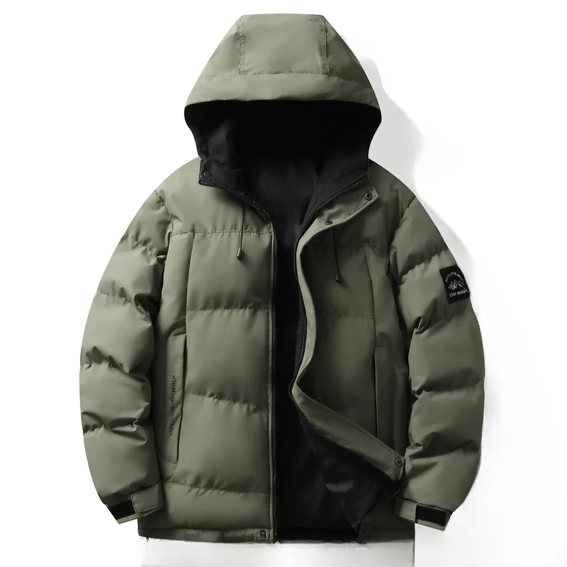 

Men's Winter Thickened Fleece Lined Hooded Cotton Jacket Outdoor Warm Fashionable Urban Style Workwear Long Sleeve Zipper Clo...