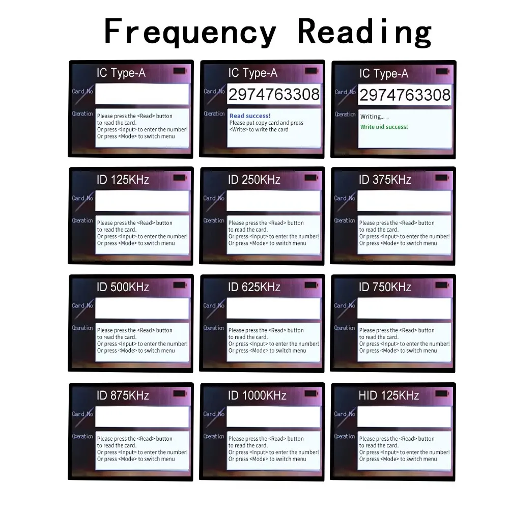 10 Frequency English Version RFID Smart Copier 13.56Mhz UID CUID Chip Card Clone Copier 125KHz T5577 Key Card Reader Programmer