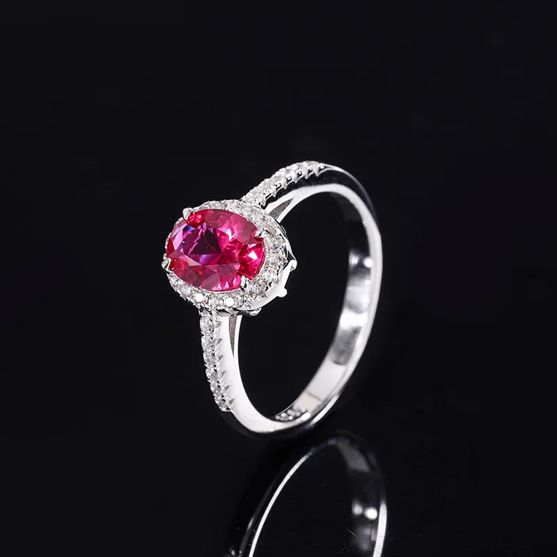 New S925 Full body Silver Jewelry Set Colorful Treasure Ring Main Stone 6 * 8 Fashion Simple Style