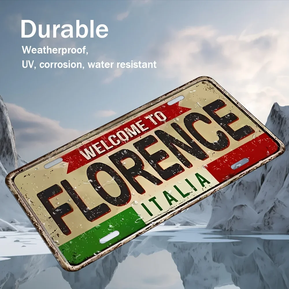 2D Flat, Vintage Aluminum Metal Wall Plate, Design with 