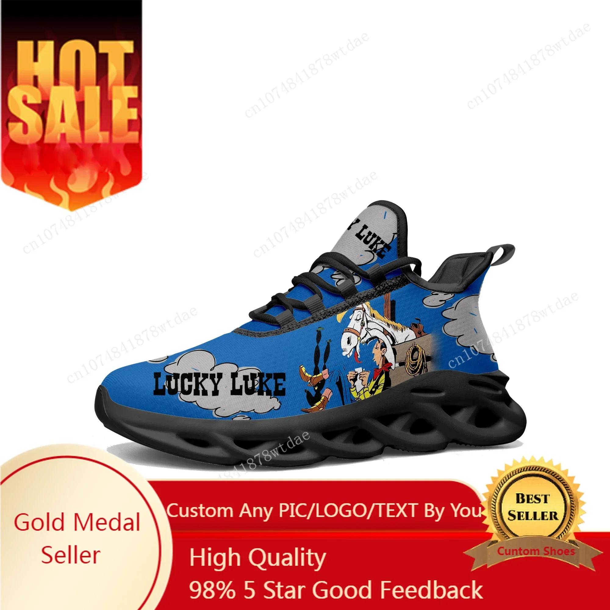 

Lucky Luke Flats Sneakers Mens Womens Teenager Sports Running Shoes High Quality Cowboy Anime Custom Lace Up Mesh Footwear