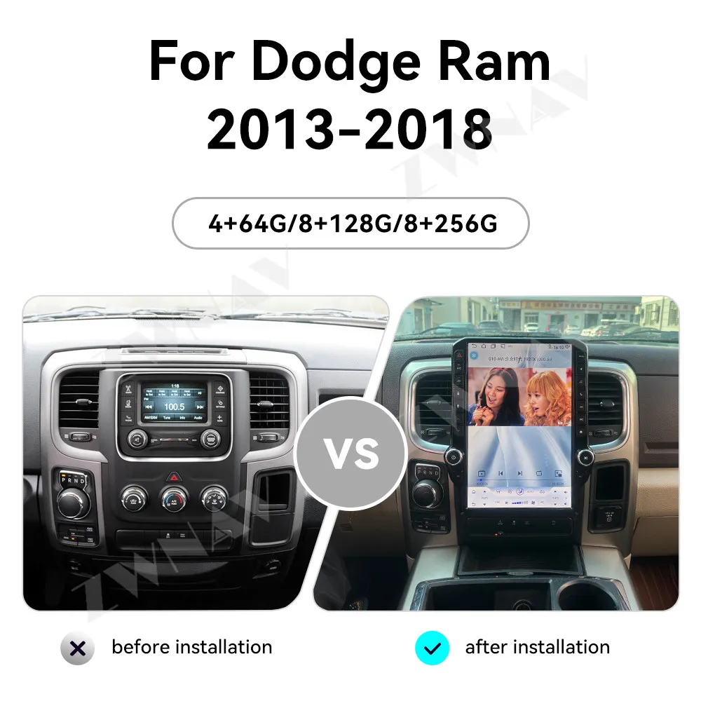 Qualcomm Android 13 Carplay 14.5 inch Touch Screen Diamond-shape For Dodge Ram 2013-2018 Car GPS Navi Autoradio Player Stereo
