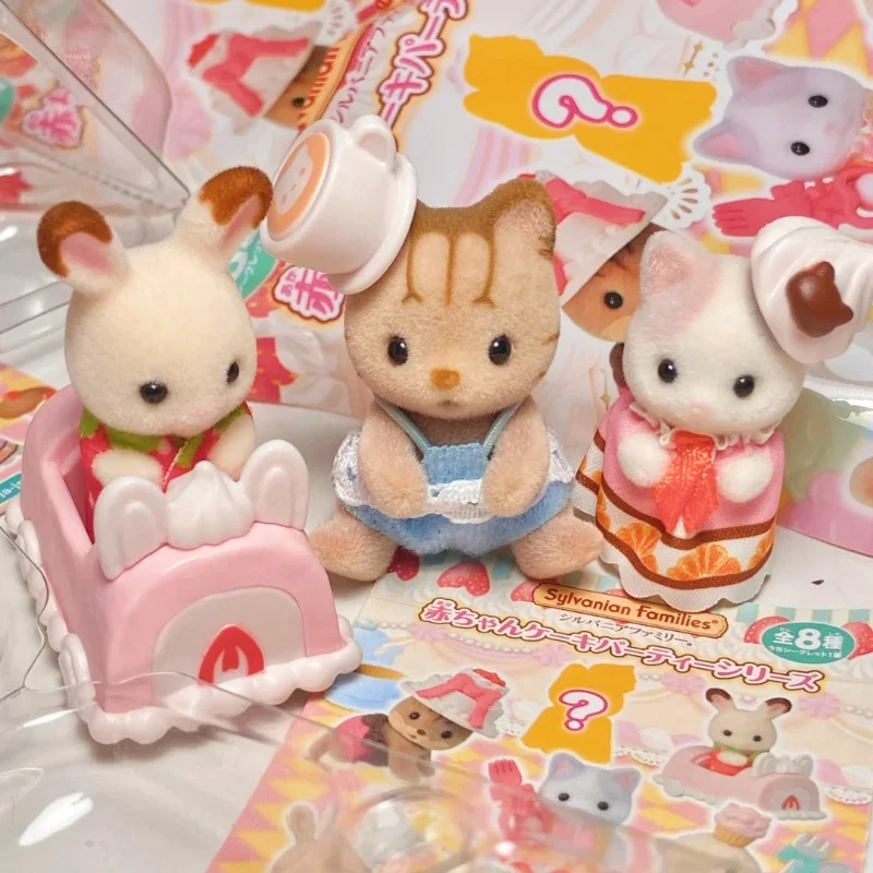 Sylvanian Families  5 Cm Cake Party Series Bag lucky Box Toys Baby Dolls Gifts