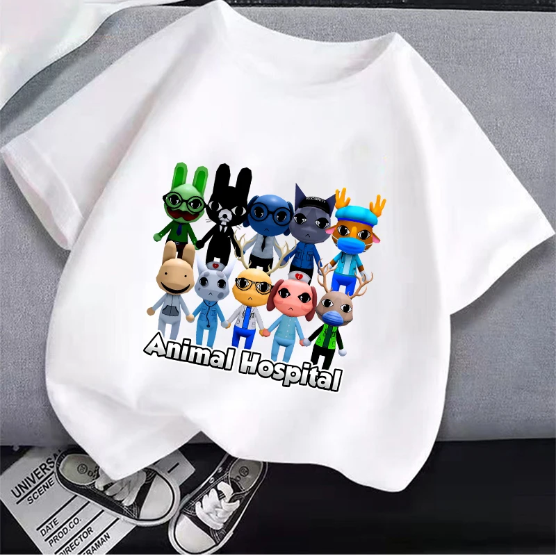 Animal Hospital Boy girl T-shirt Clothing Cartoon Child White Tee Anime Summer Short Sleeved Clothes Cute Kids Sweat Tops gift
