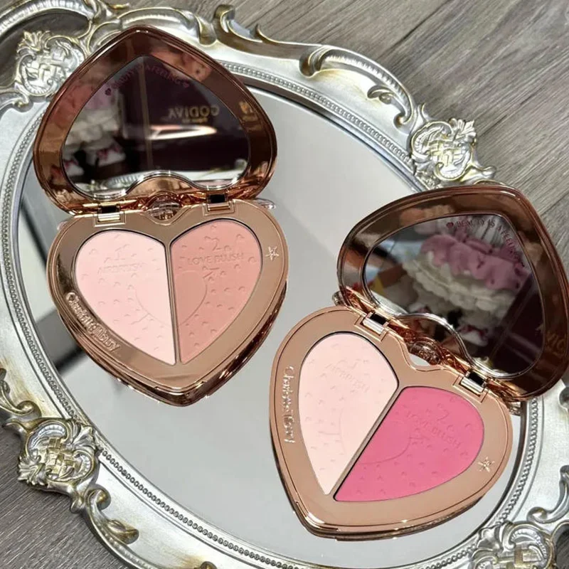 

Сияющие румяна Charlotte Tilbury Air Cushion: легкие, увлажняющие, контролирующие жирность, двухцветные, в форме сердца, уникальный дизайн