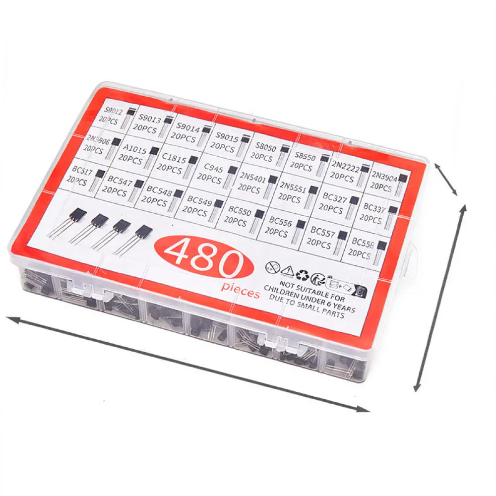Multi Specification TO92 Transistor Set NPN PNP Silicon Bipolar Junction Components For Electronic Circuit Repair Work