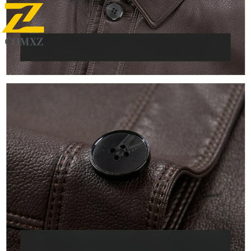 Man Leather Jacket Autumn New 2025 Light Luxury Business Casual Style Coat Brand Luxury Lapel Design Motorcycle Leather Jackets