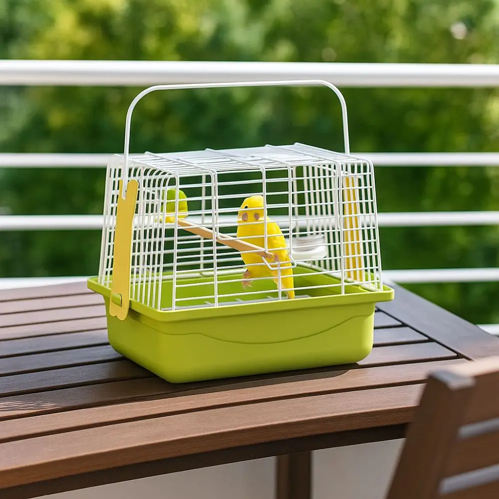 

Removable Portable Bird Cage Durable with Handle Bird Transport Cage Bite Resistant with Standing Pole Bird Travel Carrier Cage