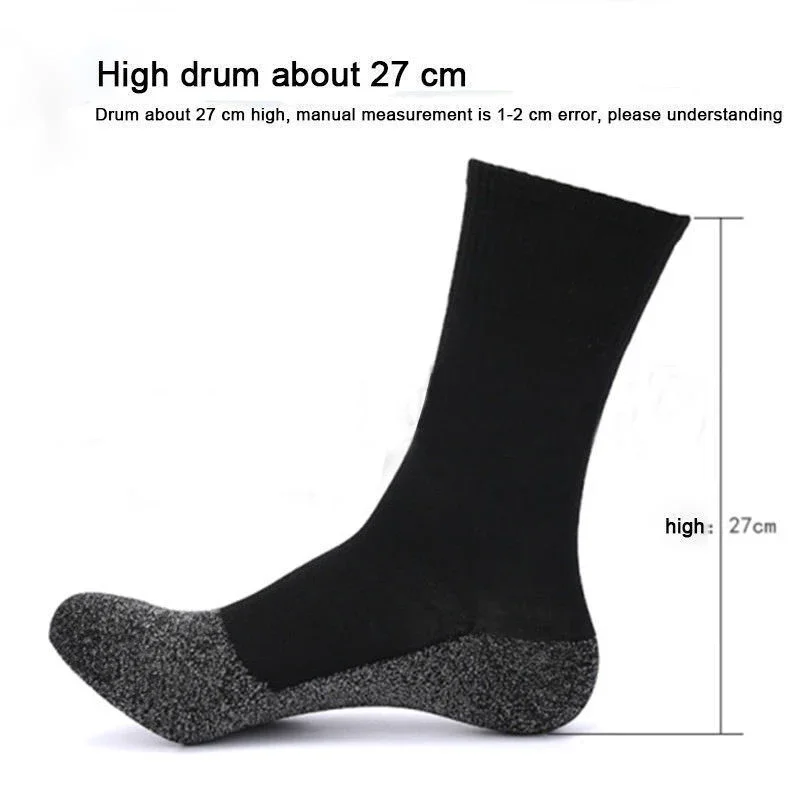 1 Pair Winter Warm and Temperature Controlled Socks Black Unisex Hiking Socks Unisex Thermal Warmest Breathable Soft Size S-XL