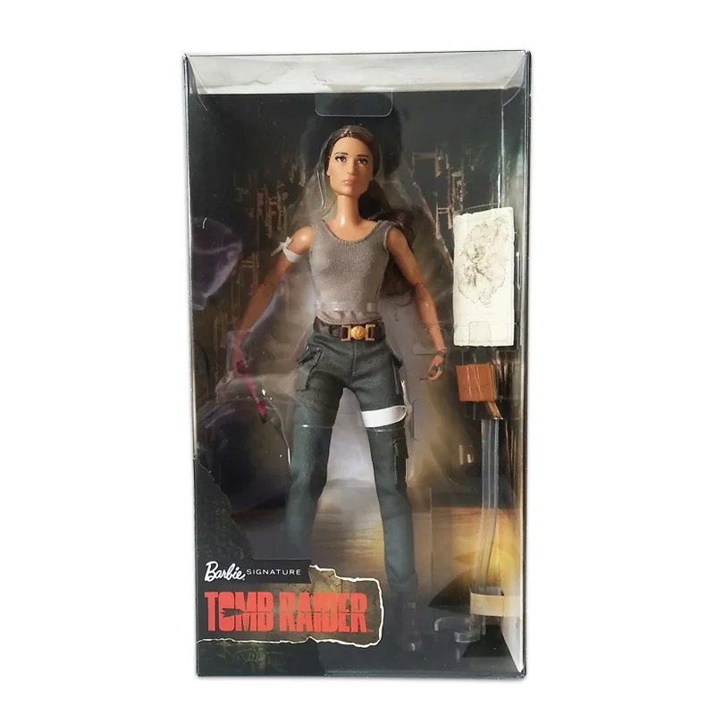 Original Mattel Barbie Dolls Tomb Raider Collection Black Label Toys for Girls Birthday Christmas Gifts Genuine Top Brand