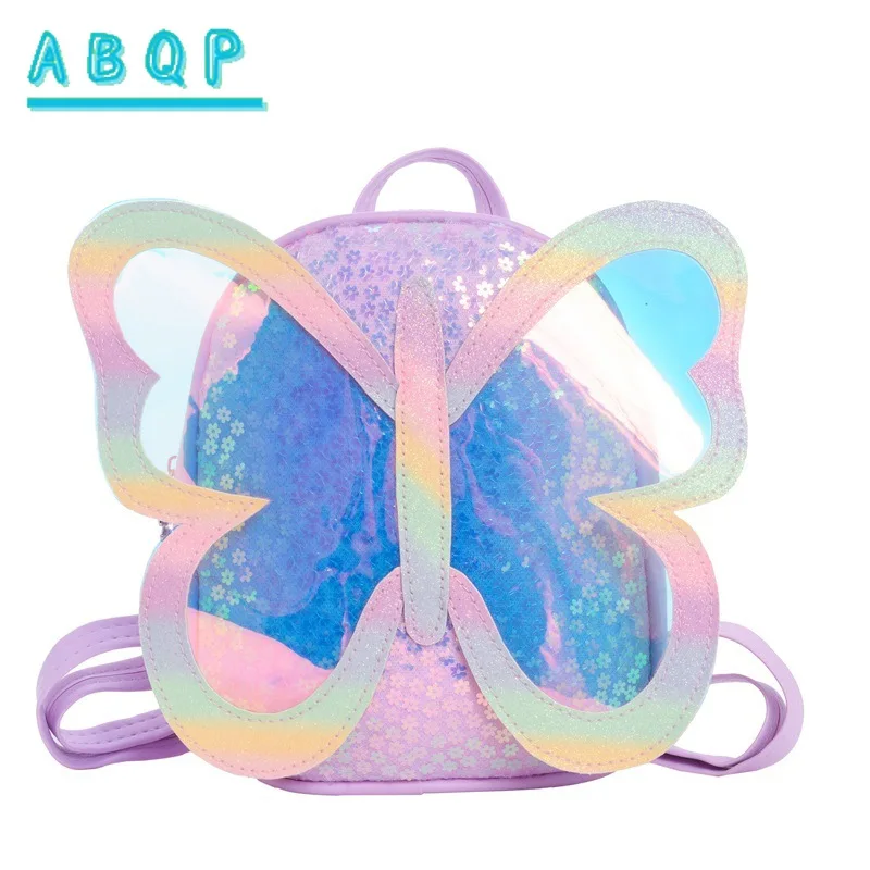 New Girls School Bag 3D Butterfly Shape Cartoon Girls Backpack Sequin Fashion Kindergarten School Bag Lightweight Large Capacity