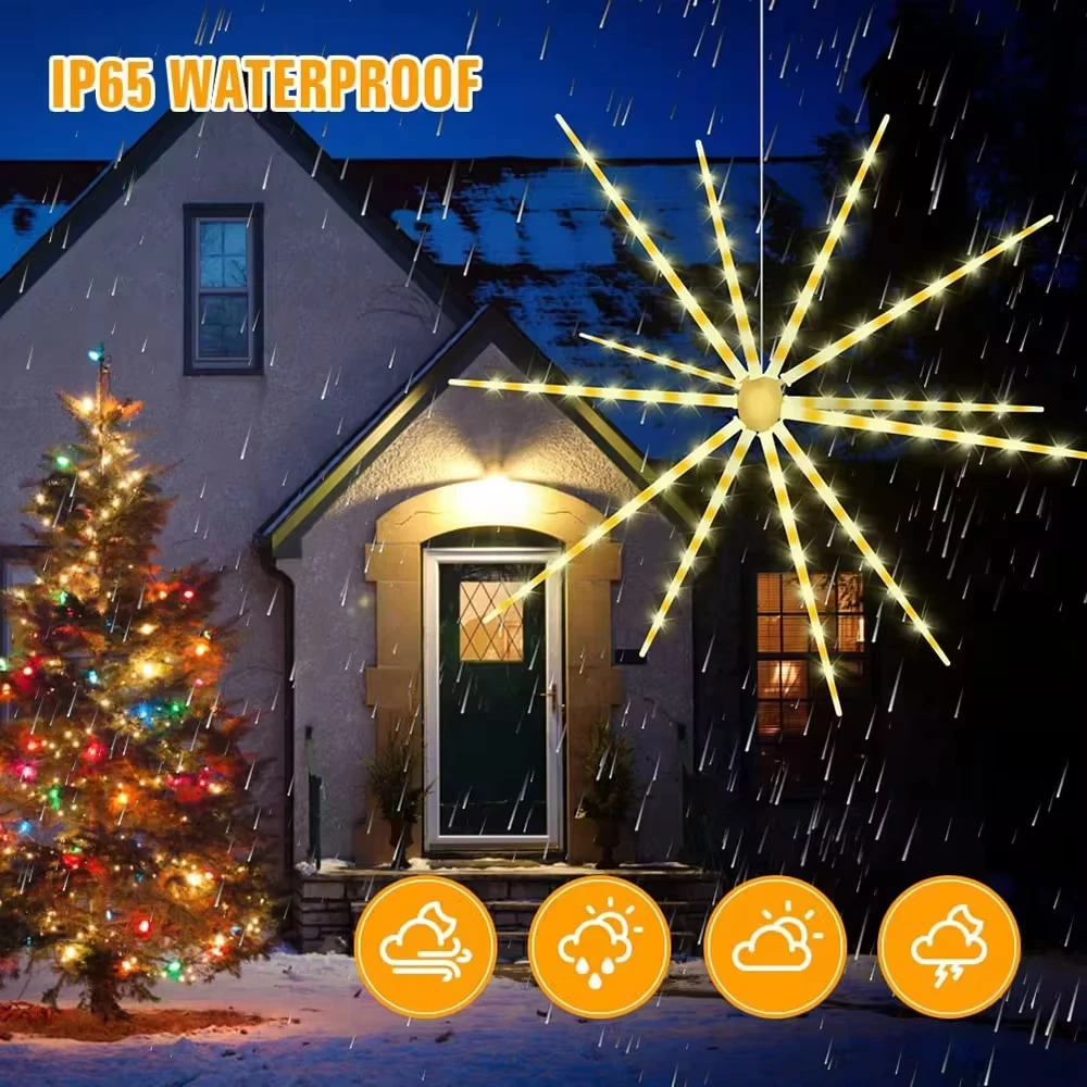 Hanging Starburst Lights Outdoor/Indoor Waterproof Lamp DIY Shooting Star Lights Battery Powered For Party Halloween Christmas