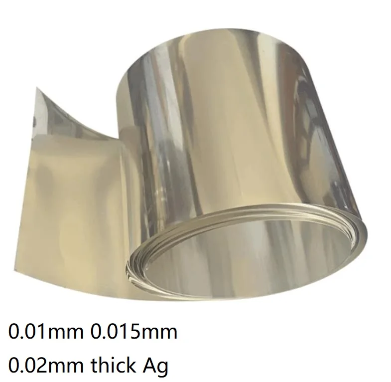 0.01 مللي متر 0.015 مللي متر 0.02 مللي متر Ag 99.99% الفضة احباط الفضة ورقة الأرجنتوم لوحة Ag القطب حزام الفضة للبحث التجريبي