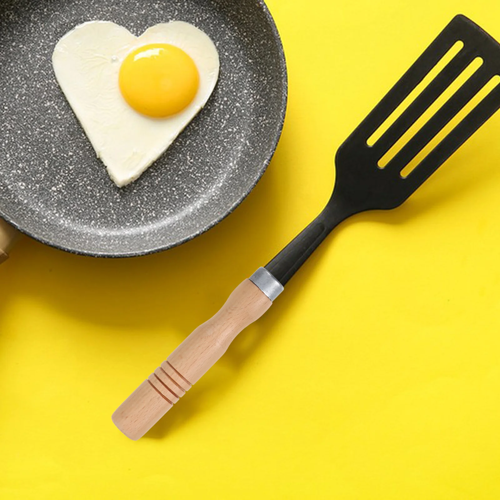 

Solid Wood Spatula Spoon Replacement Handle Detachable Universal Fit for Pan Wok Pot Heat Resistant Smooth Long Lasting