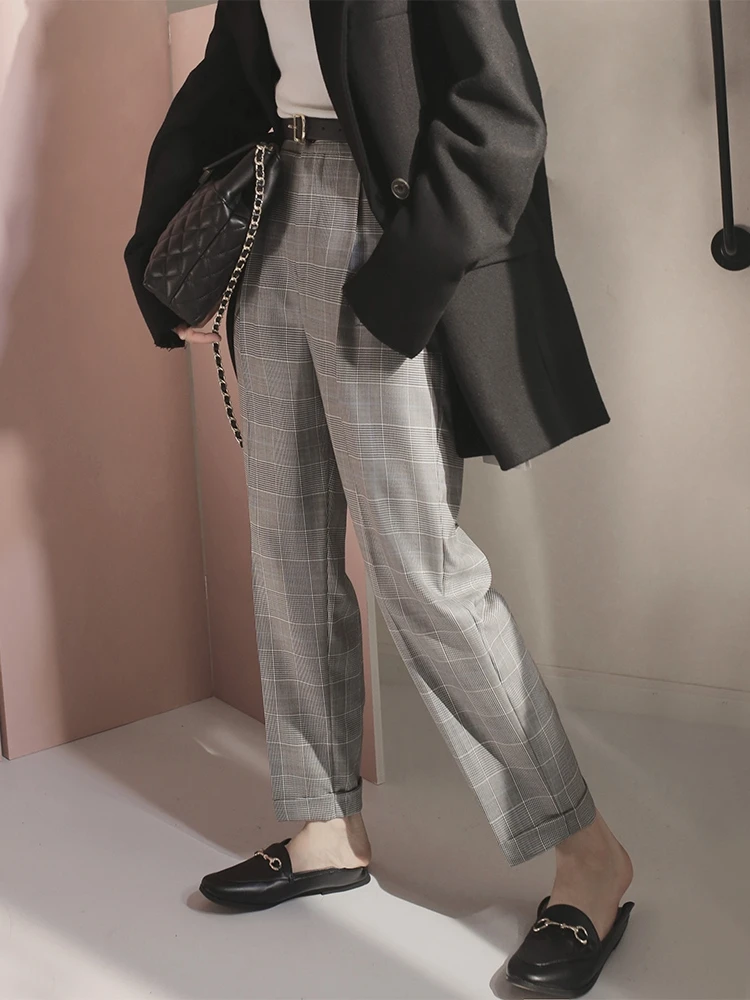 

Faionable Prince Che Slimming Cuffed Cone Pants 20 Yarn Full Wool Commute Ready Casual Trousers for Women