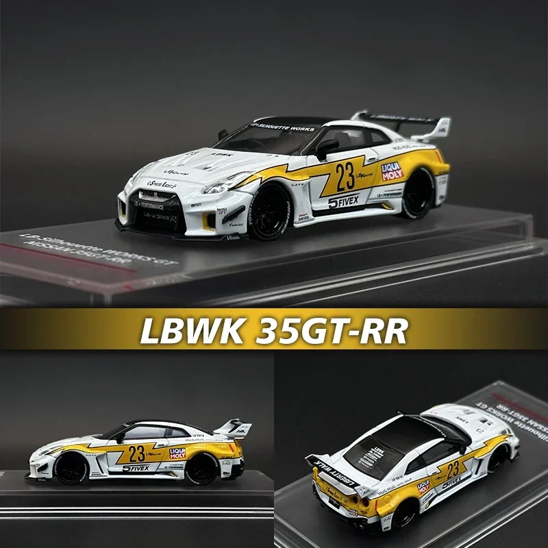 CM 1:64 LBWK GTR R35 Super Silhouette 35GT-RR White Flash Diecast Diorama Car Model Collection Toys