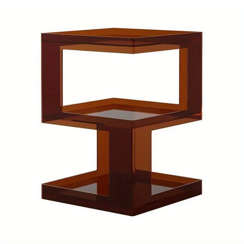 Acrylic Modern Cubby Side Table Light Luxury Edge Design, Mobile Small Coffee Table for Living Room and Balcony, Sofa Side