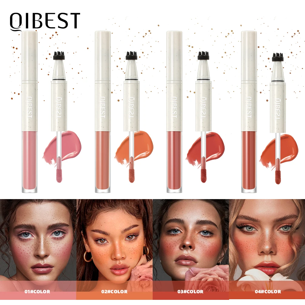 QIBEST Double Ended Natural Simulation Freckles Stamp Pen Liquid Blush 2 In 1 Stick Waterproof Lifelike Fake Freckles Pen Makeup