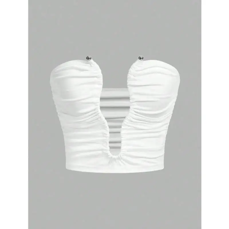 

W92576 Sle ort Version Бюстгальтер со стальным кольцом, облегающий топ с асимметричным воротником, женский жилет из искусственной кожи irt