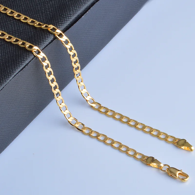 fashion Classic 8MM sideways gold color Necklace charms for men woman Jewelry wedding party Holiday gifts