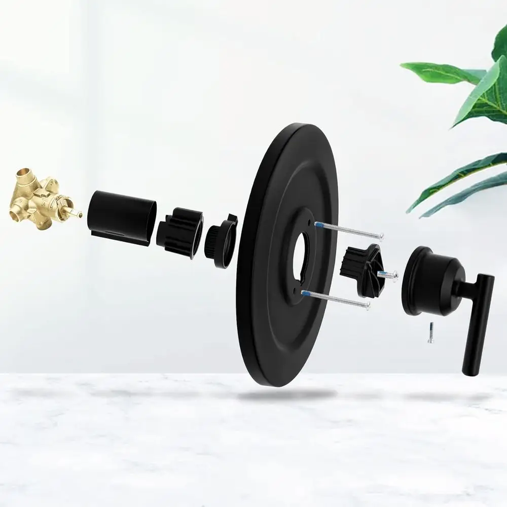 طقم حواف الدش باللون الأسود غير اللامع من Moen T2902BL مع رأس دش ومقبض، سهل التركيب، رقم 2510 صمام متضمن