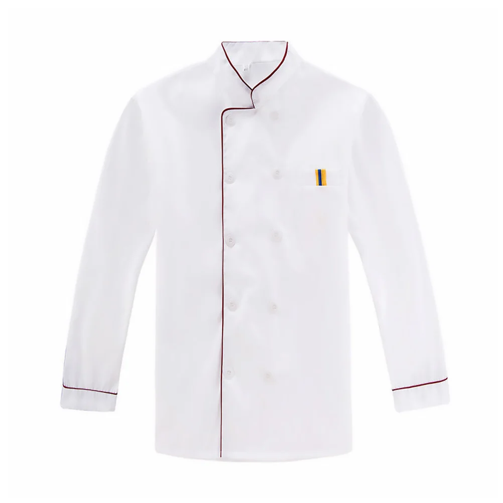 Vêtements de chef de restaurant pour hommes, uniforme en coton blanc, salopette, veste à manches longues